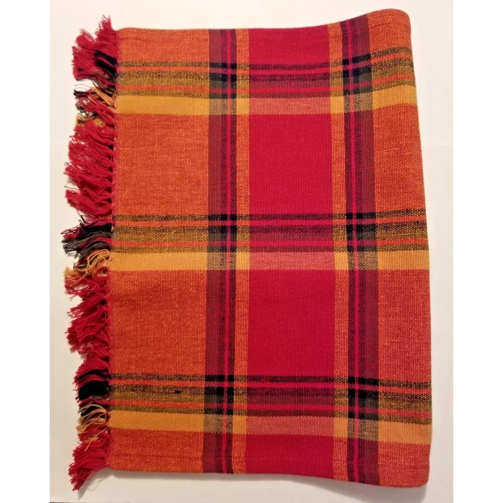 Pier 1 Fabric Placemats Plaid Set of 3 Size 19